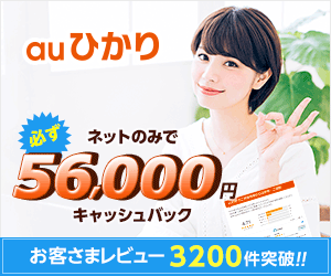 ネットのみでも必ず３３０００円CB・且つ最短１ヶ月後に還元【auひかりサイト】 